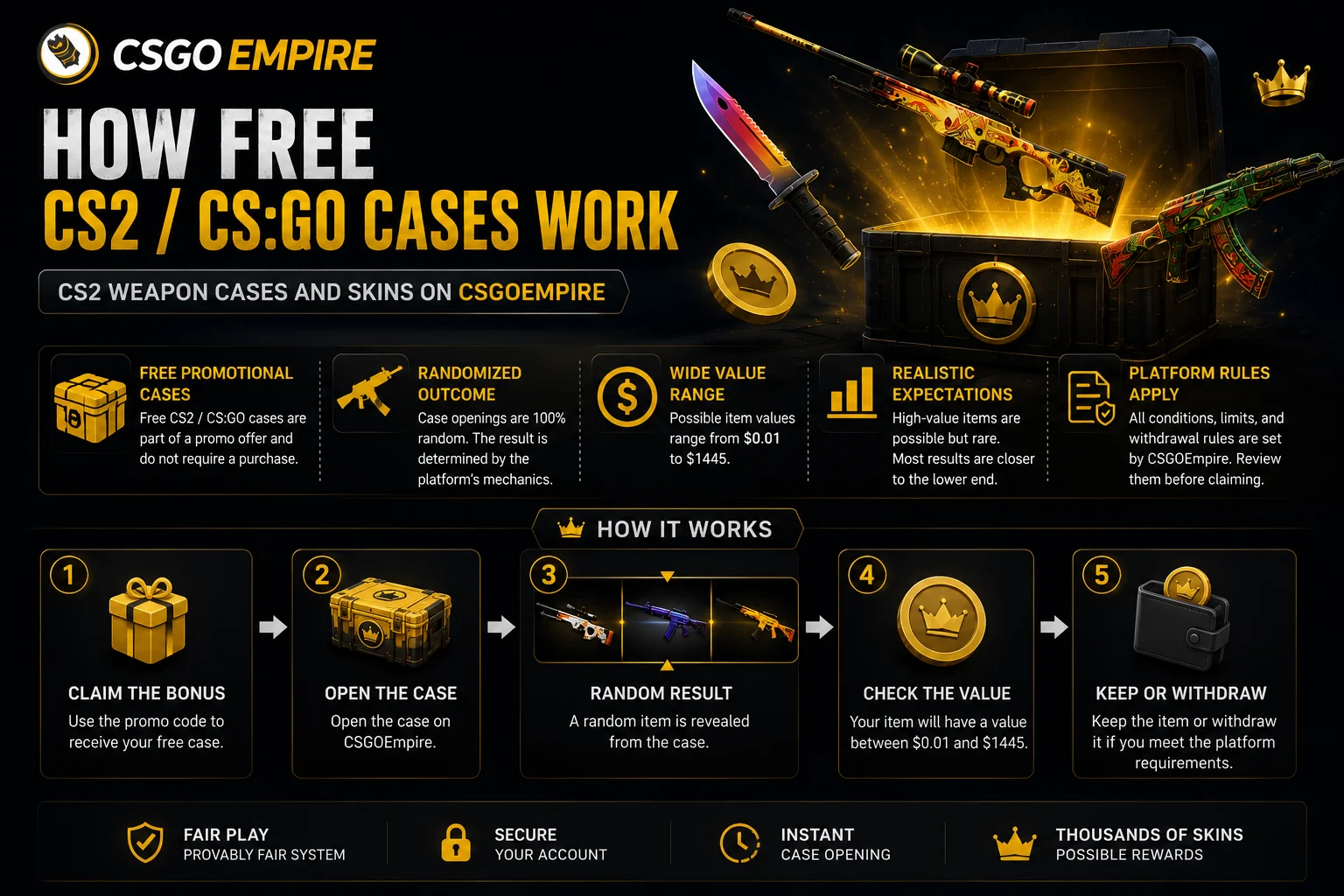Free CS2 and CS:GO cases available with gamblecsgo100