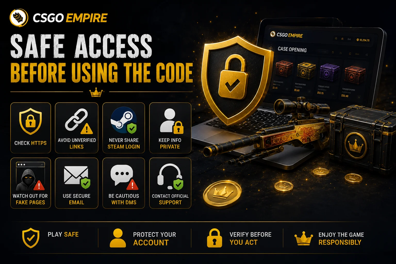 Safe access tips before using a CSGOEmpire promo code